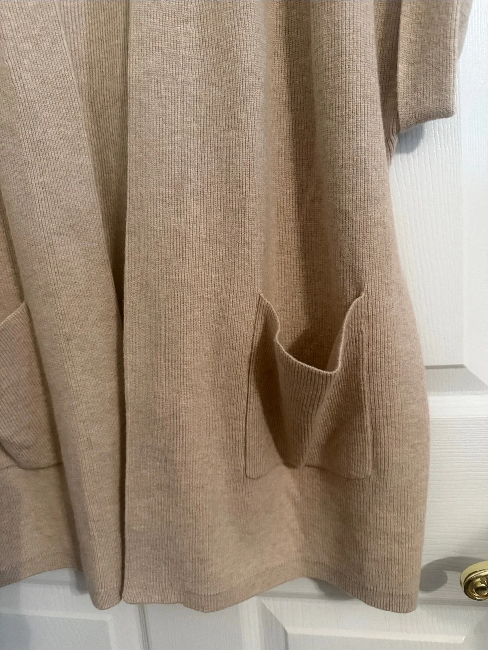 J. Jill Ribbed Gilet Cardigan Sz Medium Petite Oatmeal Cream